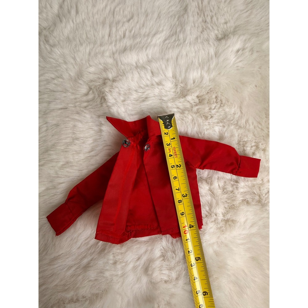 Vintage 1960s Red Vinyl Barbie Clone Windbreaker Jacket Metal Snap Doll Clothes